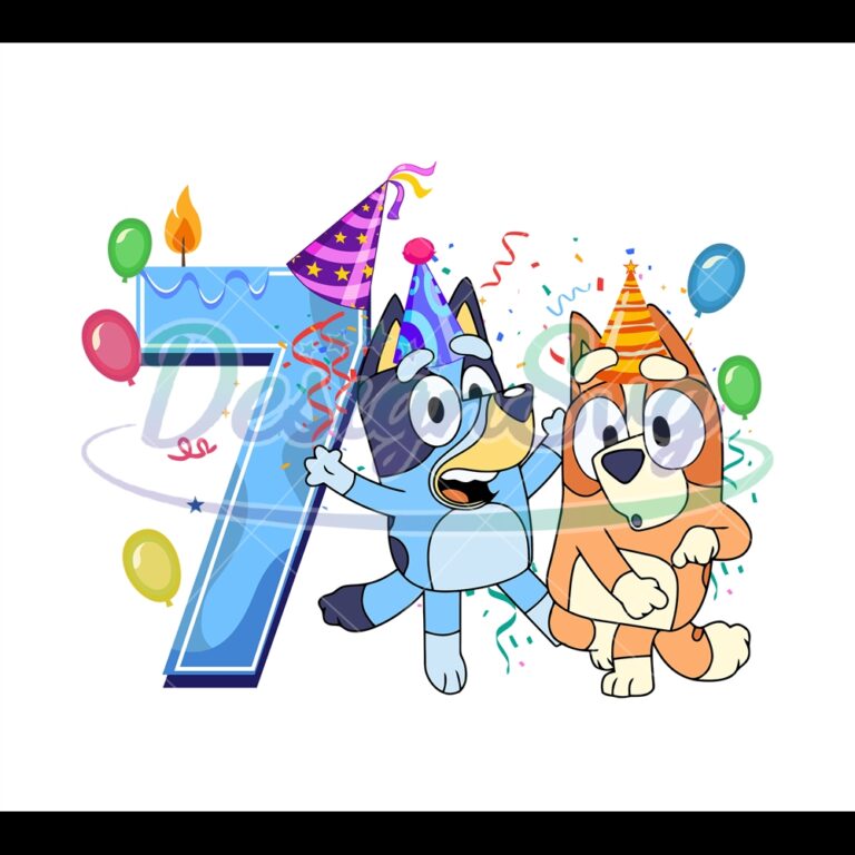 Happy Seventh Birthday Bluey Bingo PNG - DesignSVG