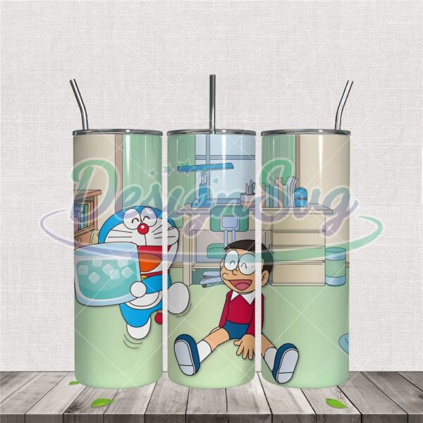doraemon-and-nobita-with-ice-bowl-tumbler-png