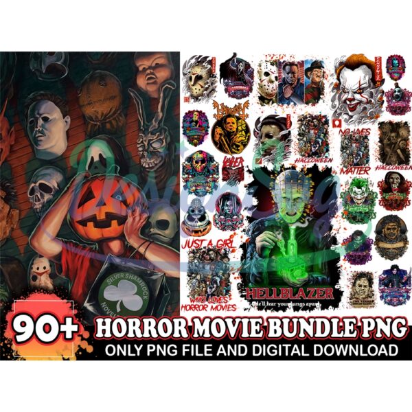 90 Horror Movies Characters Png Bundle