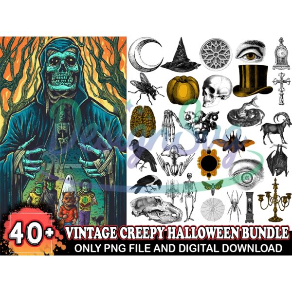 Vintage Creepy Halloween Clipart Png