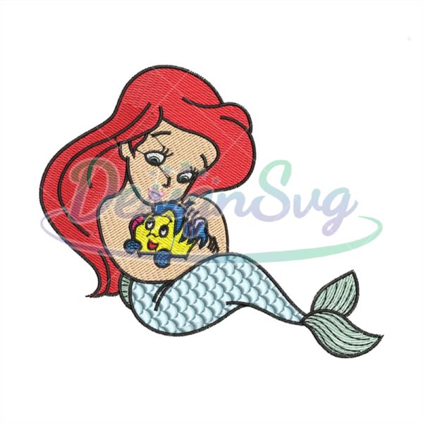 young-ariel-and-flounder-embroidery-png
