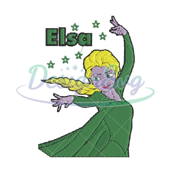 Green Design Elsa Princess Embroidery File