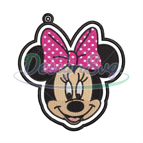 Pink Bow Minnie Mouse Sticker Embroidery