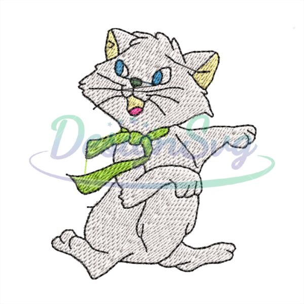 green-ribbon-cat-berlioz-embroidery-png