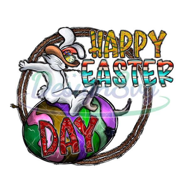 Happy Western Easter Day Rodeo Bunny PNG