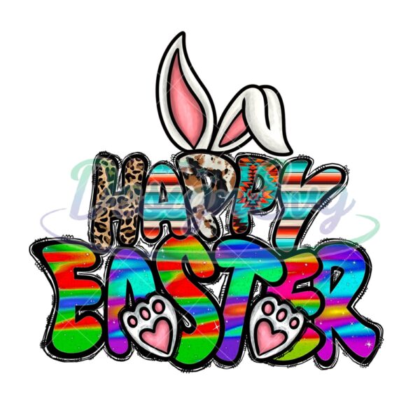 Happy Easter Day Bunny Ears and Feet PNG