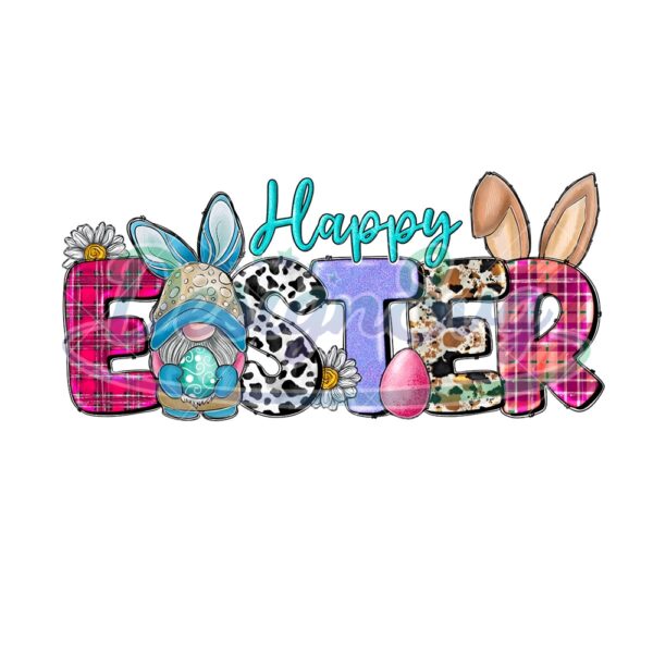 Happy Easter Rabbit Ears Gnome With Egg PNG