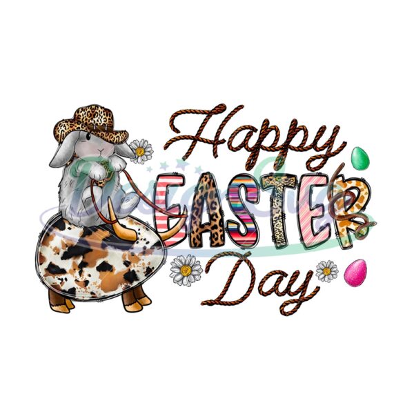 Happy Easter Day Rabbit Riding Egg PNG