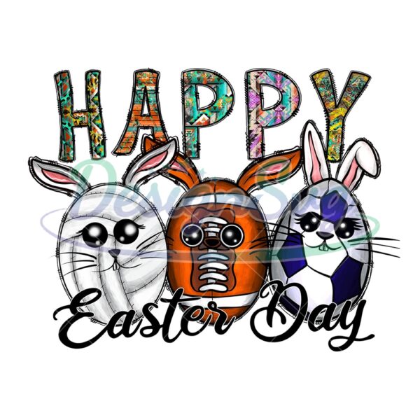 Happy Easter Day Bunny Ears Volleyball PNG