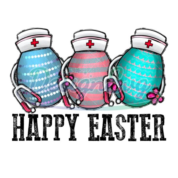 Happy Easter Eggs Nurse Sublimation PNG