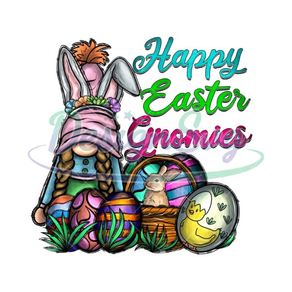 Happy Easter Gnomies Bunny Eggs PNG