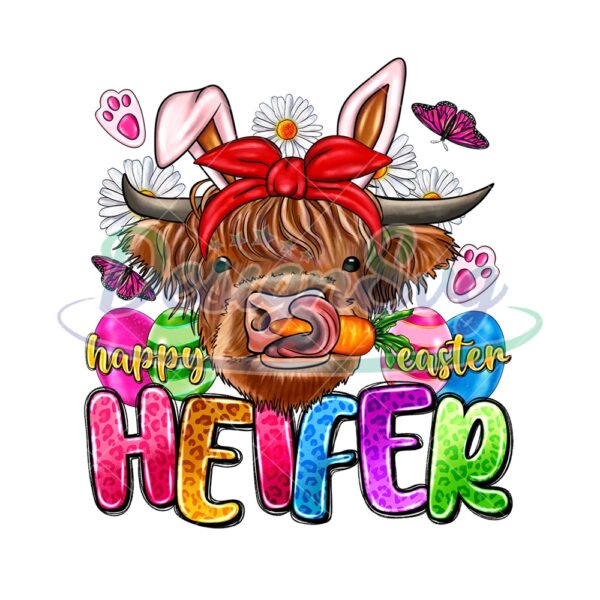 Happy Easter Day Heifer Bunny Ears Cow PNG
