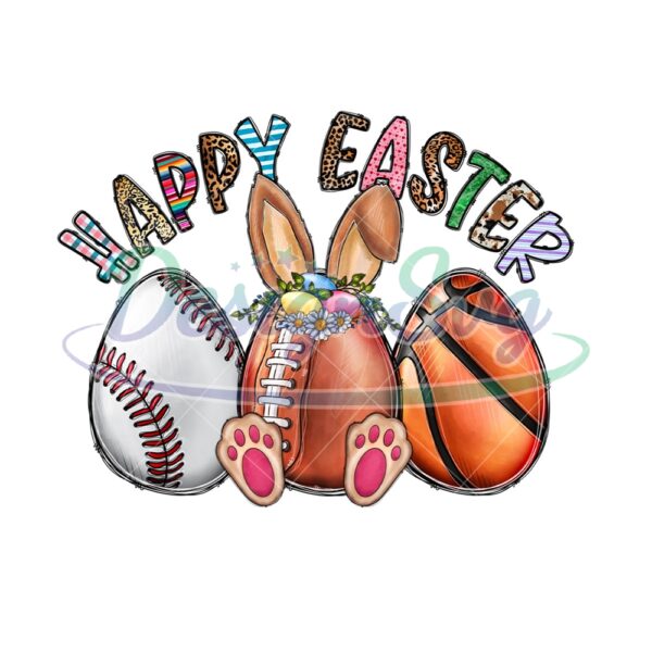 Happy Easter Bunny Ears Softball PNG