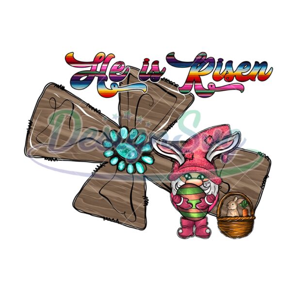 He Is Risen Faith Cross and Gnome Eggs PNG