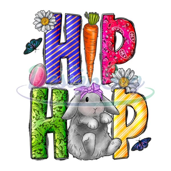 Hip Hop Bunny Happy Easter Day Design PNG