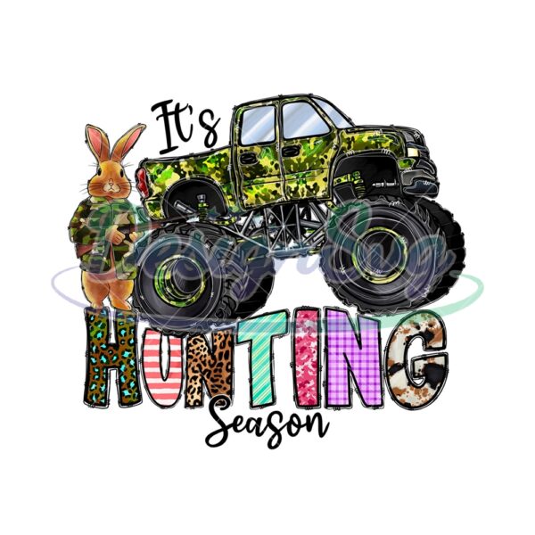 It's Hunting Season Camouflage Truck PNG