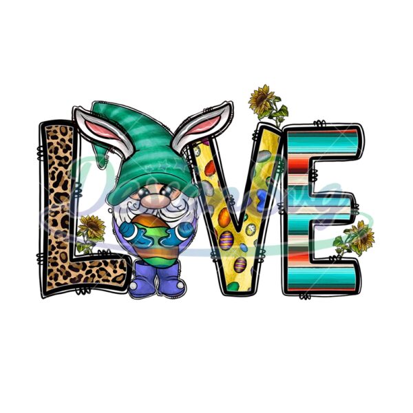 Bunny Gnome Holding Egg Love Easter Day PNG