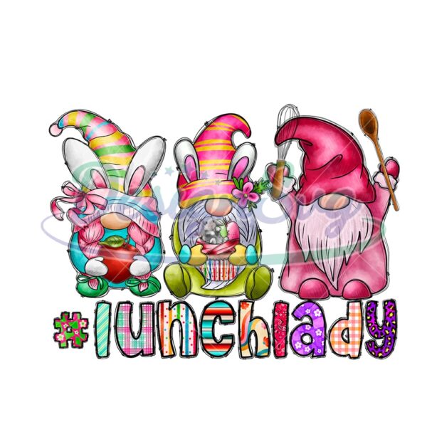 Lunch Lady Bunny Ears Gnomes Easter Day PNG