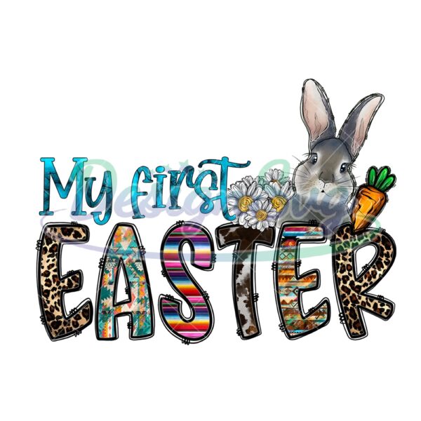 My First Easter Leopard Bunny Carrot PNG