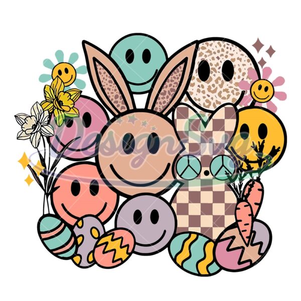 Easter Day Bunny Smiley Face PNG
