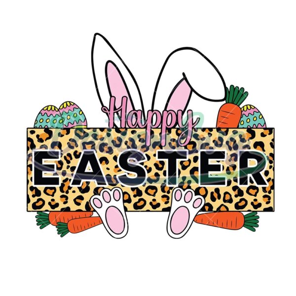 Happy Easter Day Leopard Print Bunny PNG