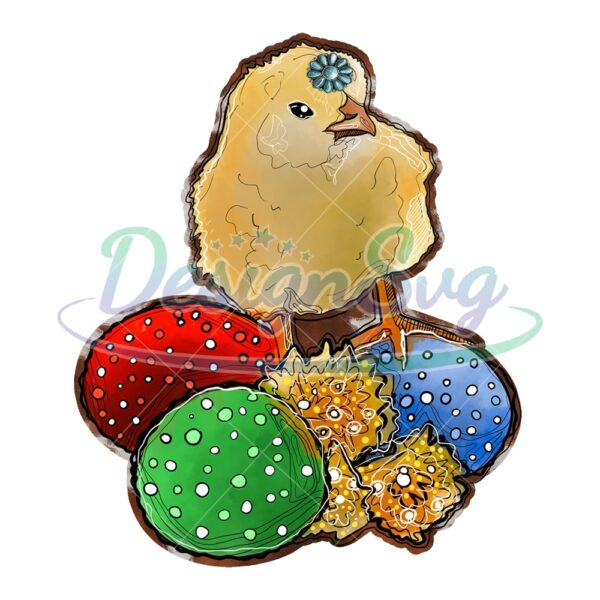 Easter Day Chick Colorful Eggs PNG