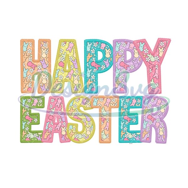 Happy Easter Colorful Bunny Peeps PNG