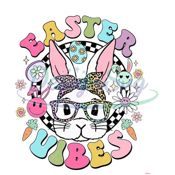 Easter Vibes Retro Bunny Glasses PNG