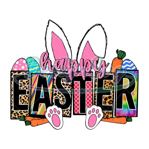 Happy Easter Leopard Print Bunny PNG