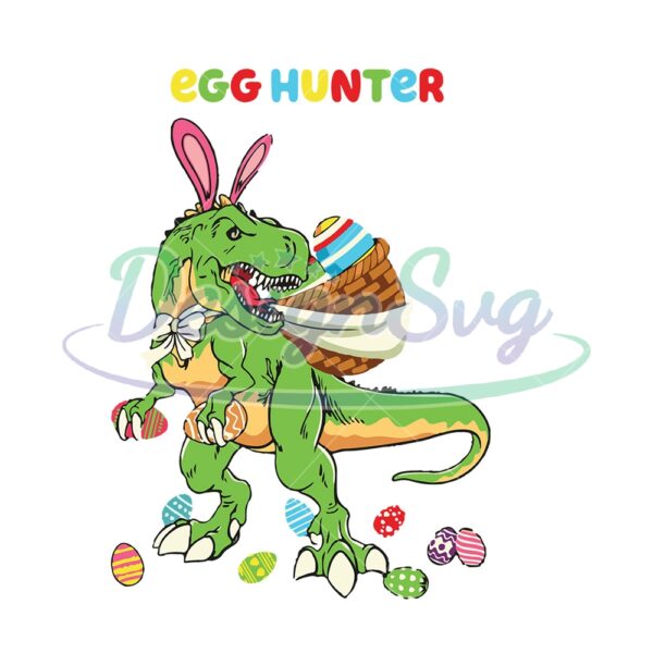Happy Easter Dinosaur Egg Hunter Bunny PNG