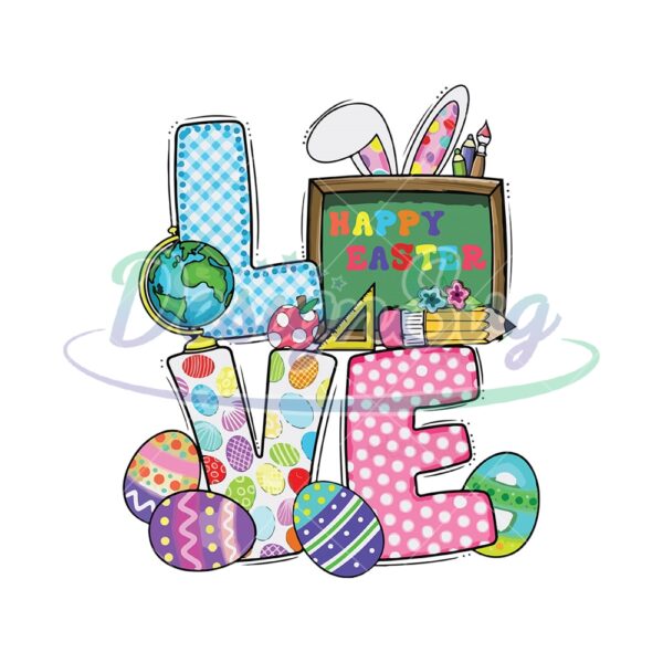 Happy Easter Love School Design PNG