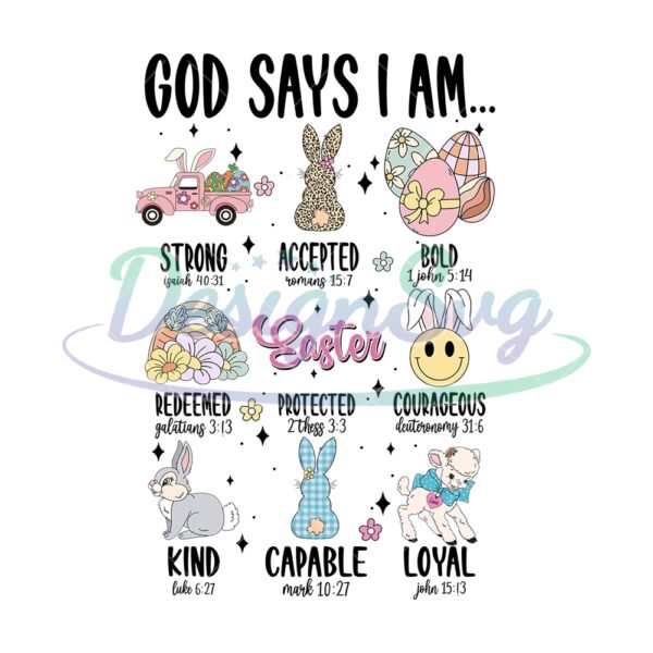 God Says I Am Strong Easter PNG
