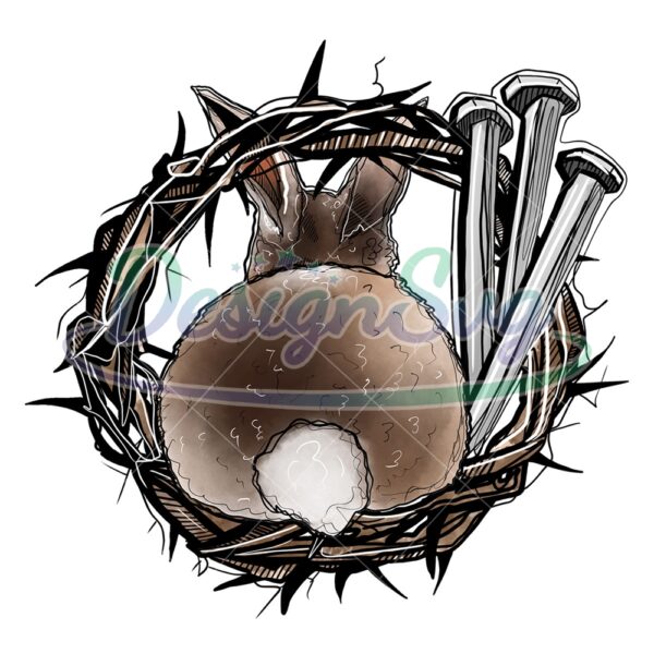 Easter Day Crown Of Thorns Rabbit PNG