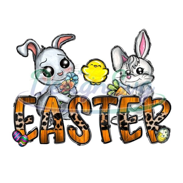 Happy Easter Day Cute Rabbit PNG