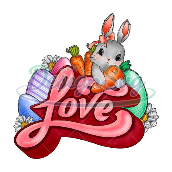 Bunny Love Carrot Happy Easter Day PNG