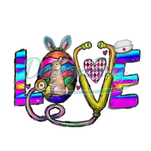 Love Rabbit Nurse Funny Easter Day PNG