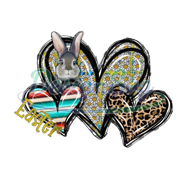Daisy Floral Heart Bunny Love PNG