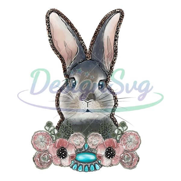 Happy Easter Day Rabbit Flower PNG