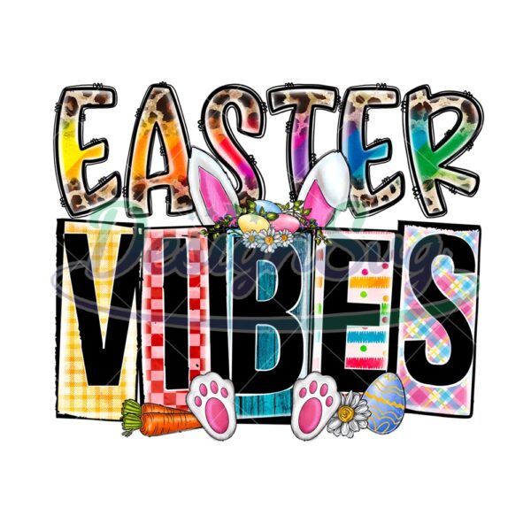 Easter Vibes Bunny Ears Carrot PNG