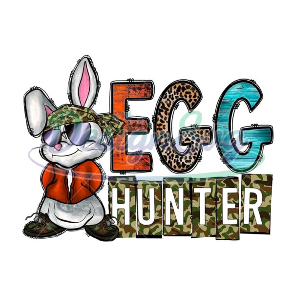 Egg Hunter Bunny Happy Easter Day PNG