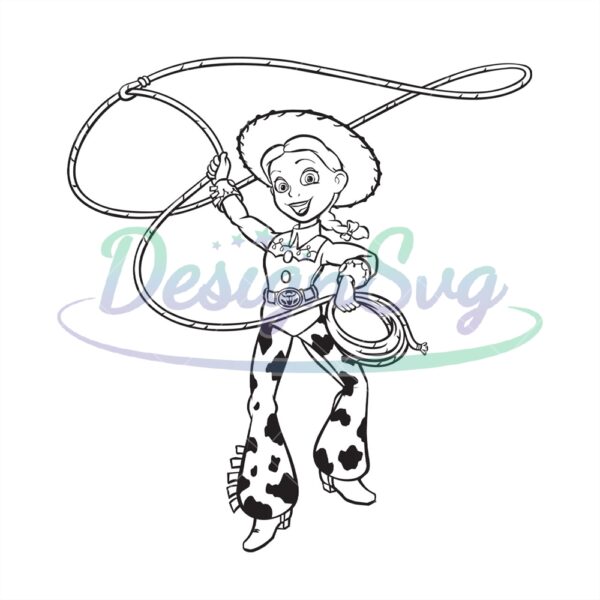 disney-cartoon-toy-story-character-jessie-throwing-the-rope-toy-silhouette-svg