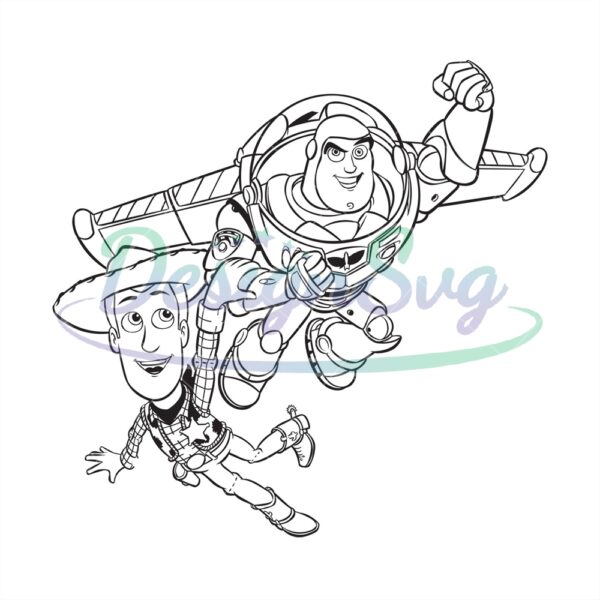 Buzz Lightyear Flying With Woody SVG