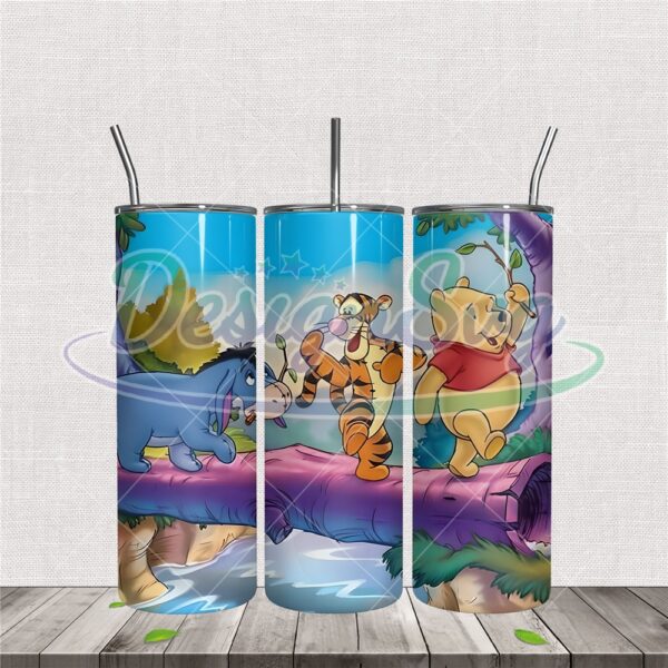 pooh-walk-on-the-tree-bridge-with-friends-20oz-tumbler-png