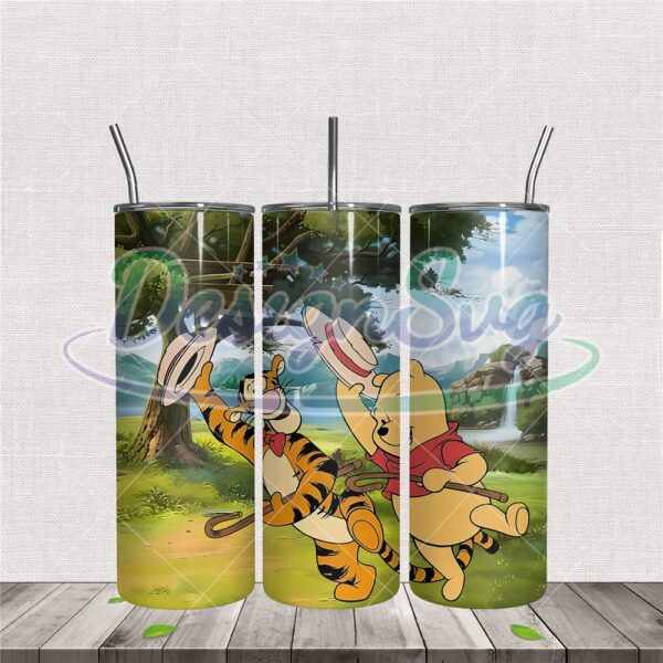 tumbler-dancing-tiger-and-pooh-under-forest-png