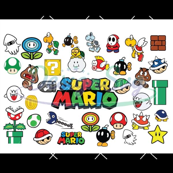 super-mario-bros-icons-coin-mushroom-star-koopa-goomba-bomb-layered-bundle-svg-clipart-digital-download-sublimation
