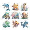 baby-sea-animals-clipart-watercolor-ocean-png-kawaii-summer-beach-clipart-bundle-nursery-wall-art-digital-planne