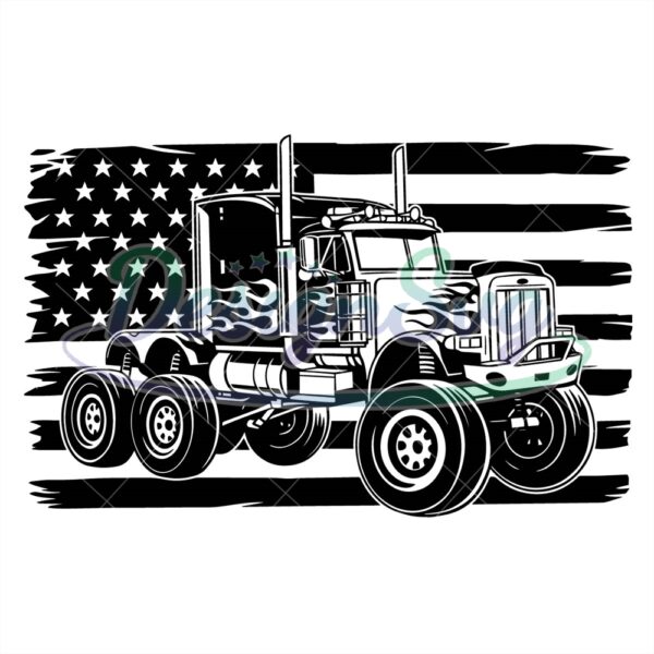 semi-truck-with-american-flag-svg