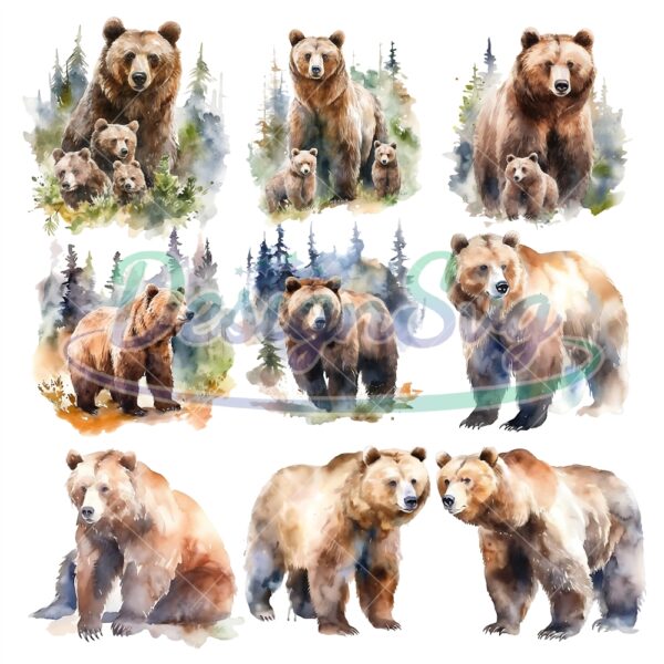 grizzly-bear-watercolor-clipart-grizzly-bear-cute-clip-art-card-making-clipart-bear-clipart-watercolor-illustration