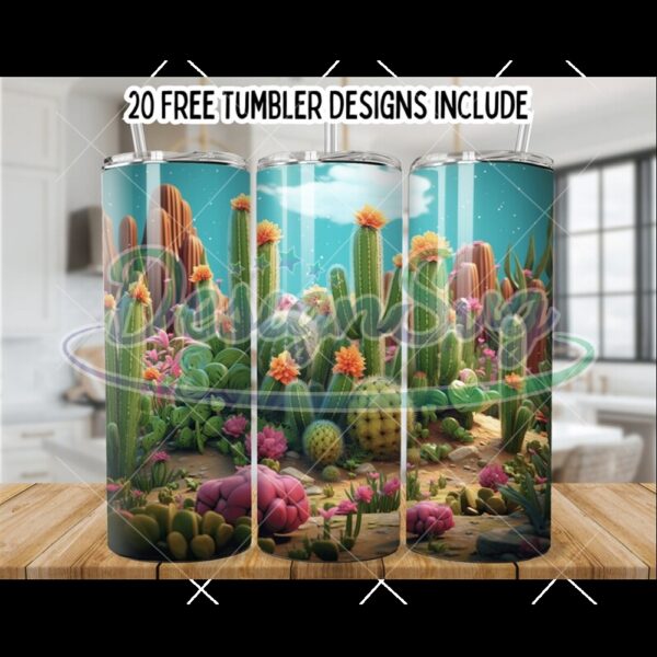 cactus-colorful-flowers-20oz-skinny-tumbler-wrap-cactus-tumbler-png-straight-seamless-graphics-tumbler-wrap-png-instant-digital-download