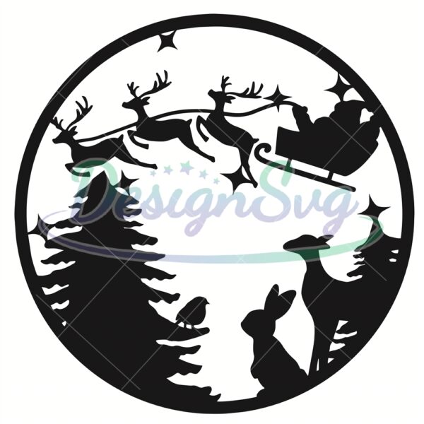 christmas-forest-svg-png-jpg-dxf-santas-sleigh-svg-christmas-scene-svg-forest-animals-santa-svg-christmas-night